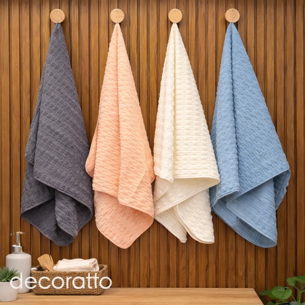Toalha de Banho Listrada e Lisa Super Soft Vintage Retro Praia Verão 70x140cm