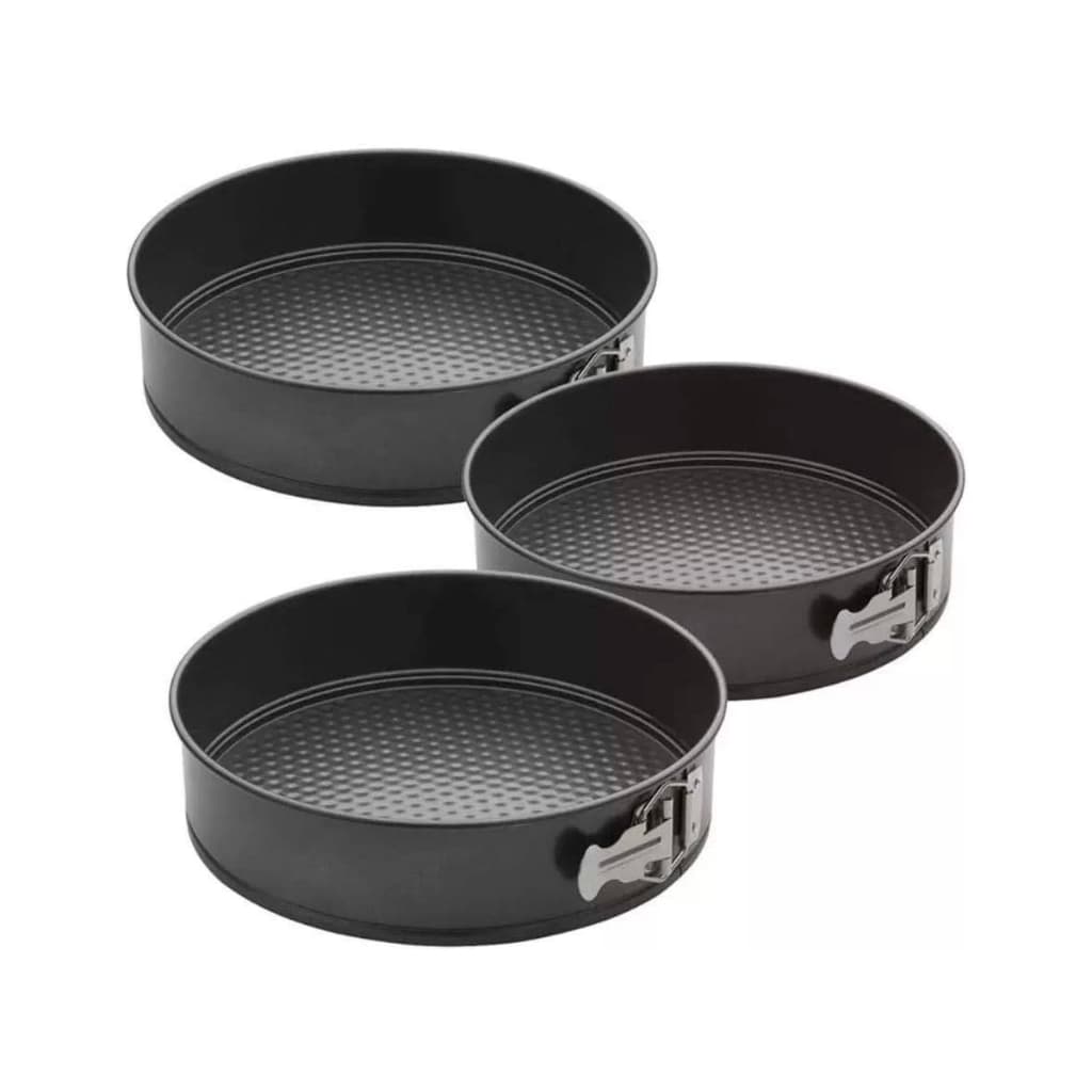 Conjunto 3 Formas Redondas com Fundo Removível Jogo Antiaderente, kit de Assadeiras - 24,26 e 28 cm