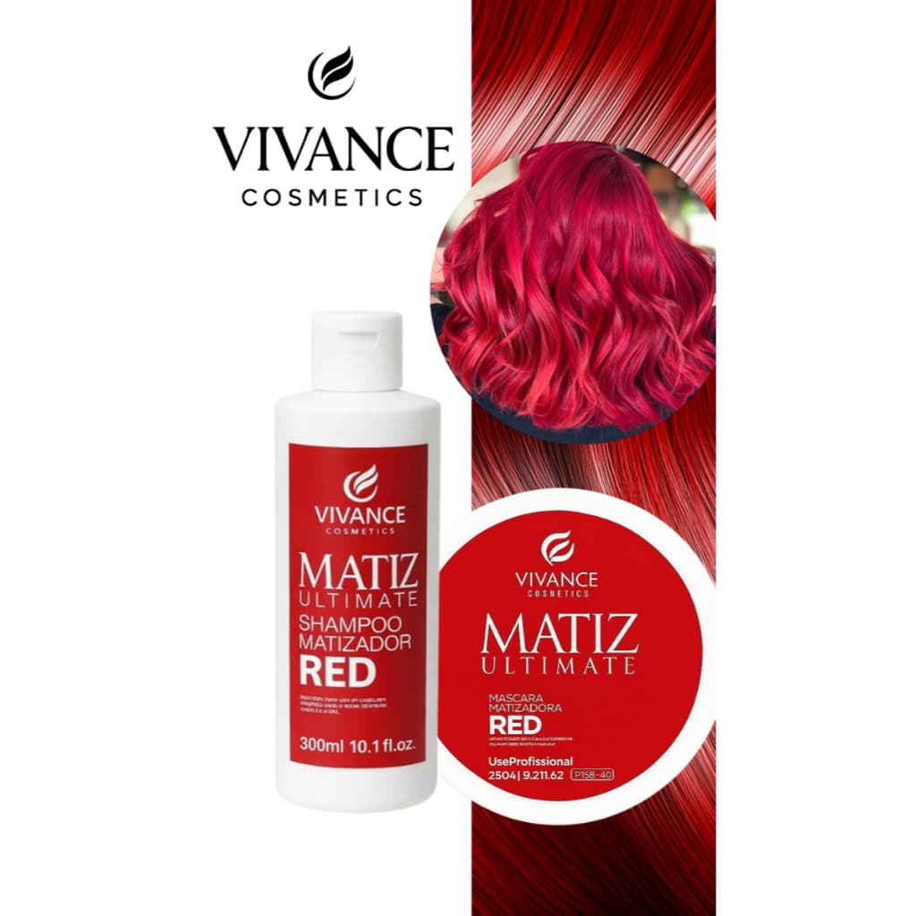 KIT MATIZADOR CABELOS VERMELHOS SHAMPOO MATIZADOR 300ML + MÁSCARA RED MATIZADORA 250G VIVANCE