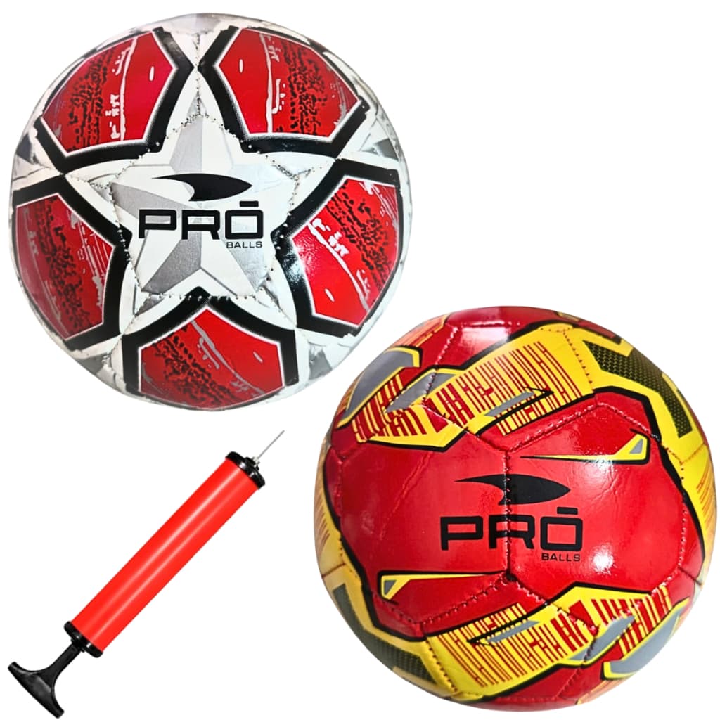 kit 2 Bola De Futebol Campo Pro Balls + 1 Bomba P Encher E Bico Aleatoria