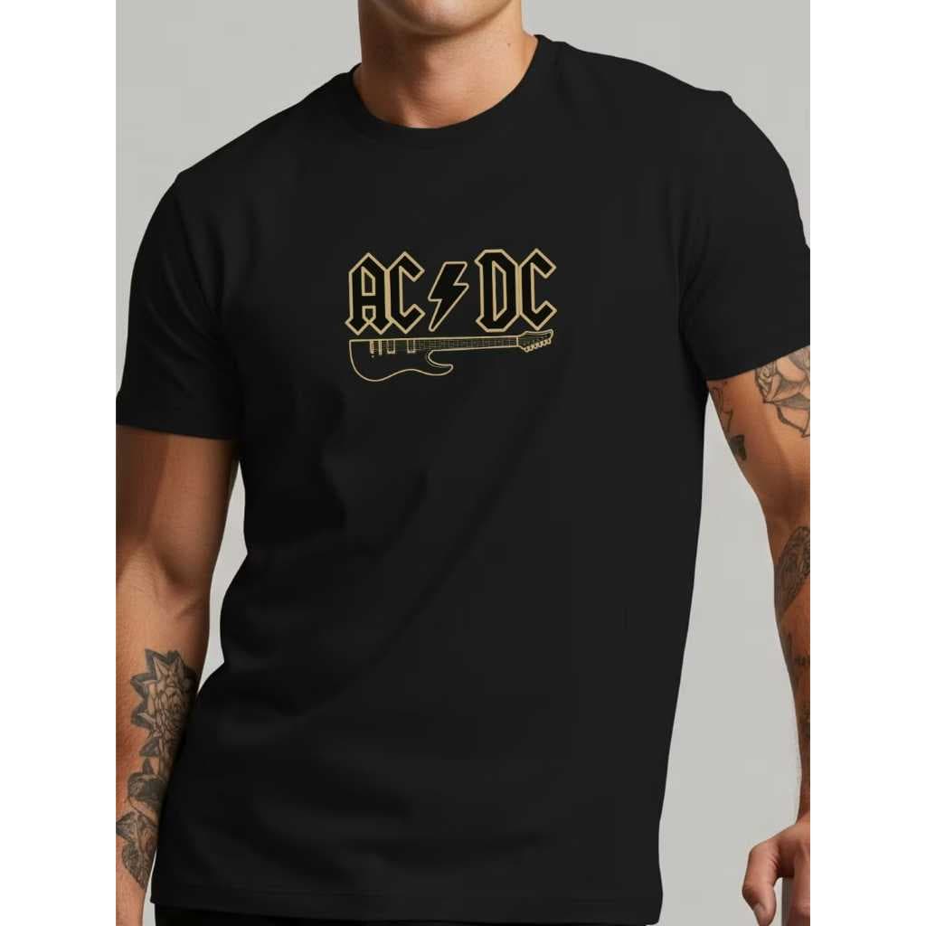 Camiseta AC DC AC/DC Estampa Guitarra Camisa Blusa T-Shirt Streetwear