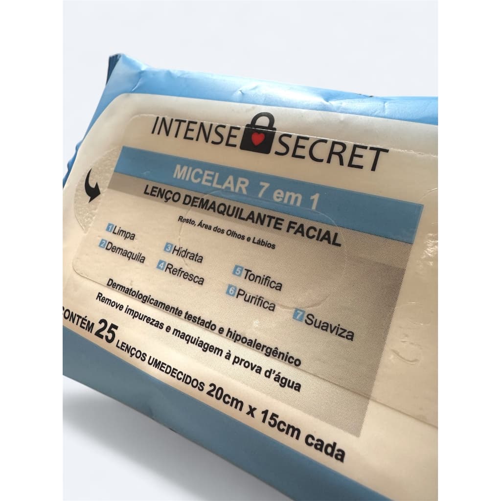 Lenço Demaquilante Facial Micelar 7 em 1 e Lenço Demaquilante Colágeno 2 em 1 - INTENSE SECRET