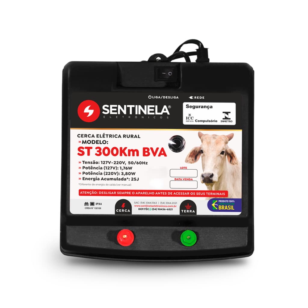 Eletrificador Cerca Elétrica Rural Sentinela Super Turbo ST300 Bivolt Automático