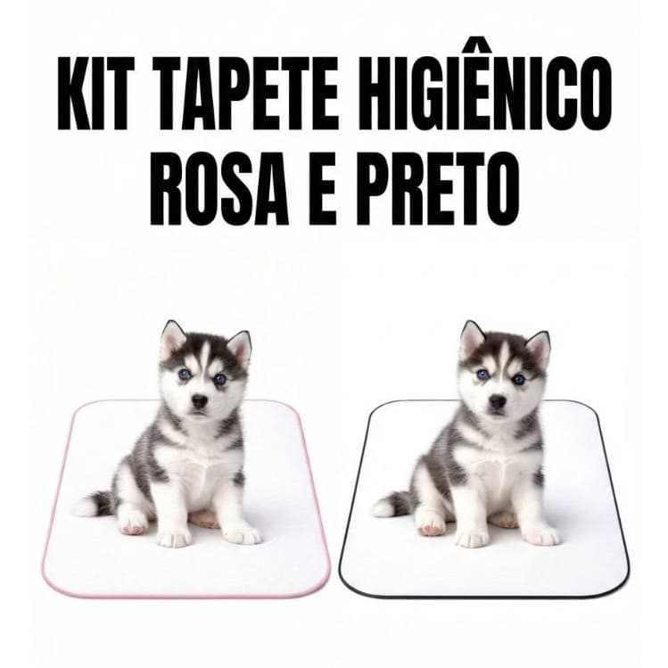 Kit Tapete Higiênico Lavável para Cães Reutilizável Absorvente Rosa e Preto