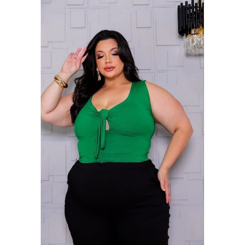 Cropped feminino moda verão decote V Amarração