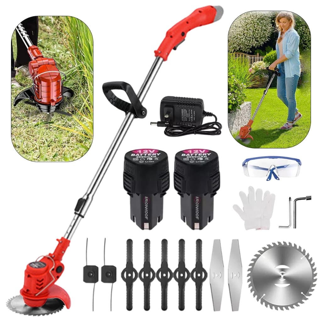Cortador De Grama Recarregável Maquina de Cortar Grama Brushless 2 Baterias