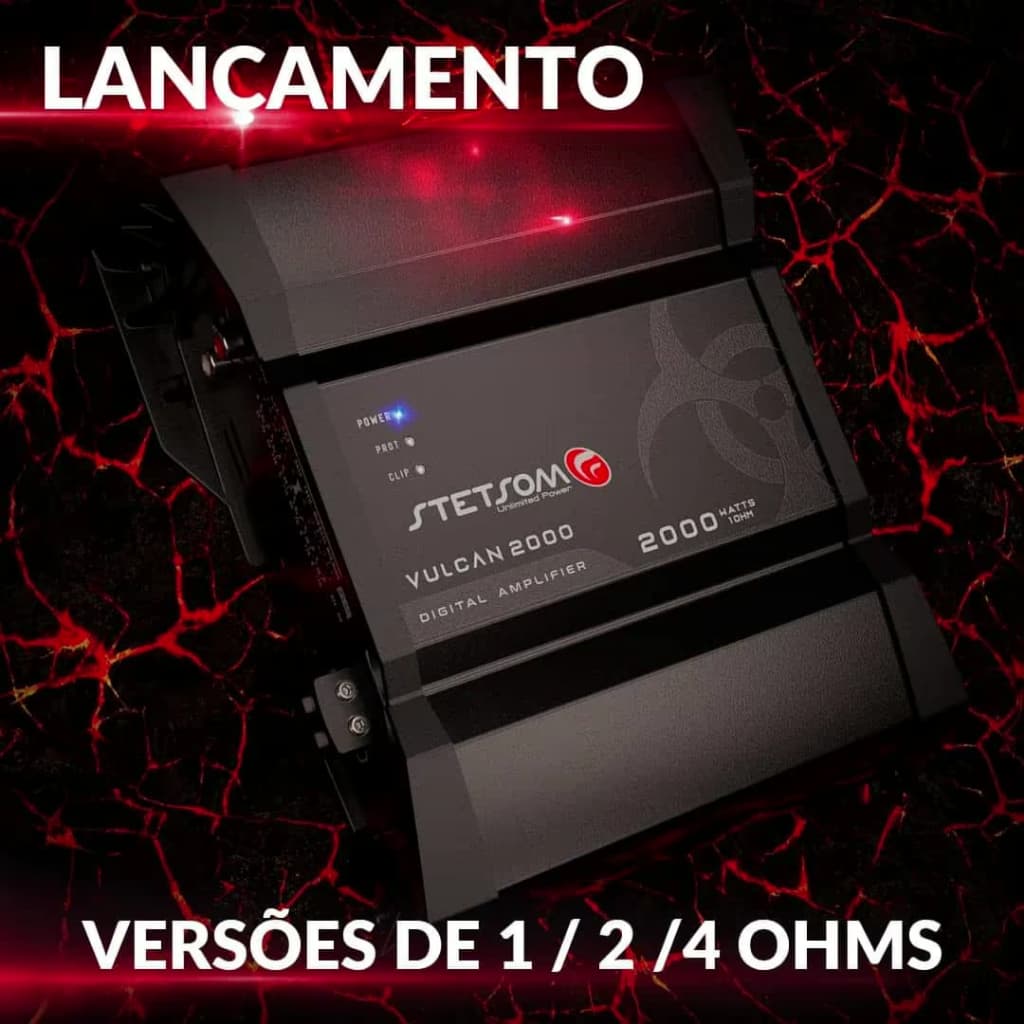 Módulo Amplificador Stetsom Vulcan 2000 Digital 2.000 W Rms Cor Preto 2 Ohms Som Potencia Digital Atende Sub Woofers Dri
