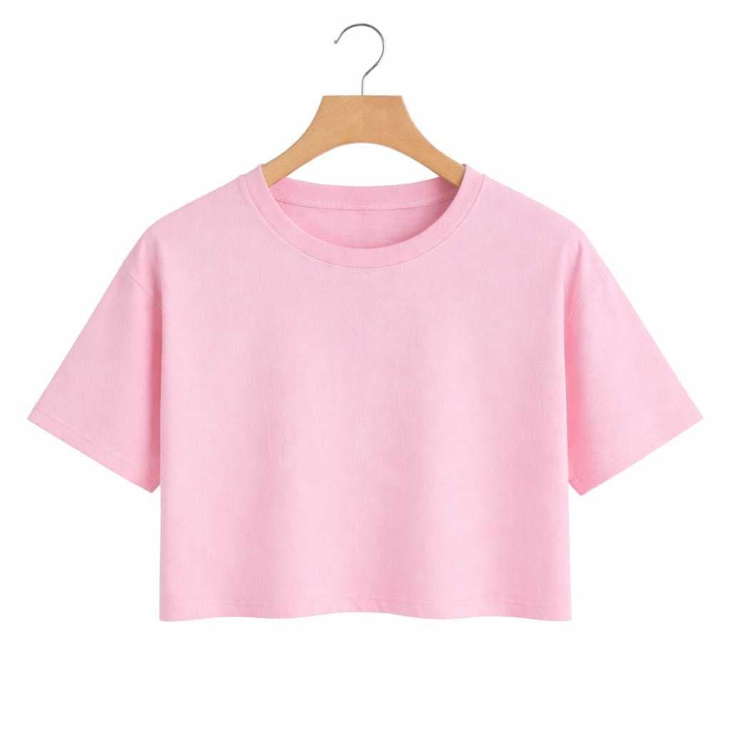 Camiseta Feminina Cropped Básica De Malha Algodão Premium