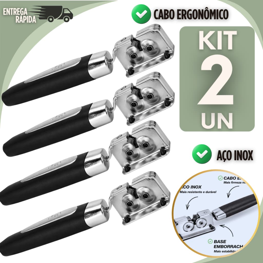 Kit 2 Afiadores Amolador de Facas Manual Inox Profissional Cabo Ergonômico Antiderrapante