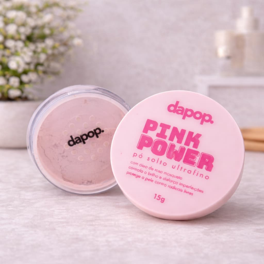 Pó Facial Pink Power Dapop - Ultrafino Rosa Mosqueta 15g