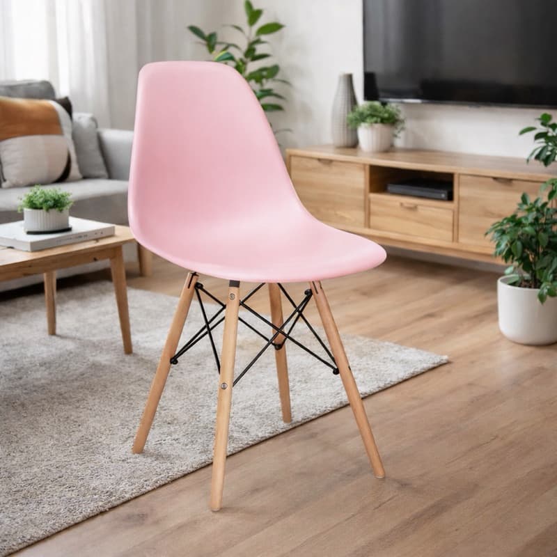 Cadeira Charles Eames Eiffel Wood Colorida Para Escrivaninha Escritório Pés De Madeira