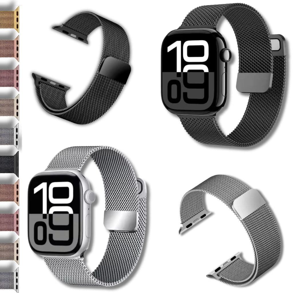 Pulseira Milanesa Magnética Apple Watch Ultra Aço Inox Series IWO 49mm 45mm 44mm 41mm 40mm Masculina