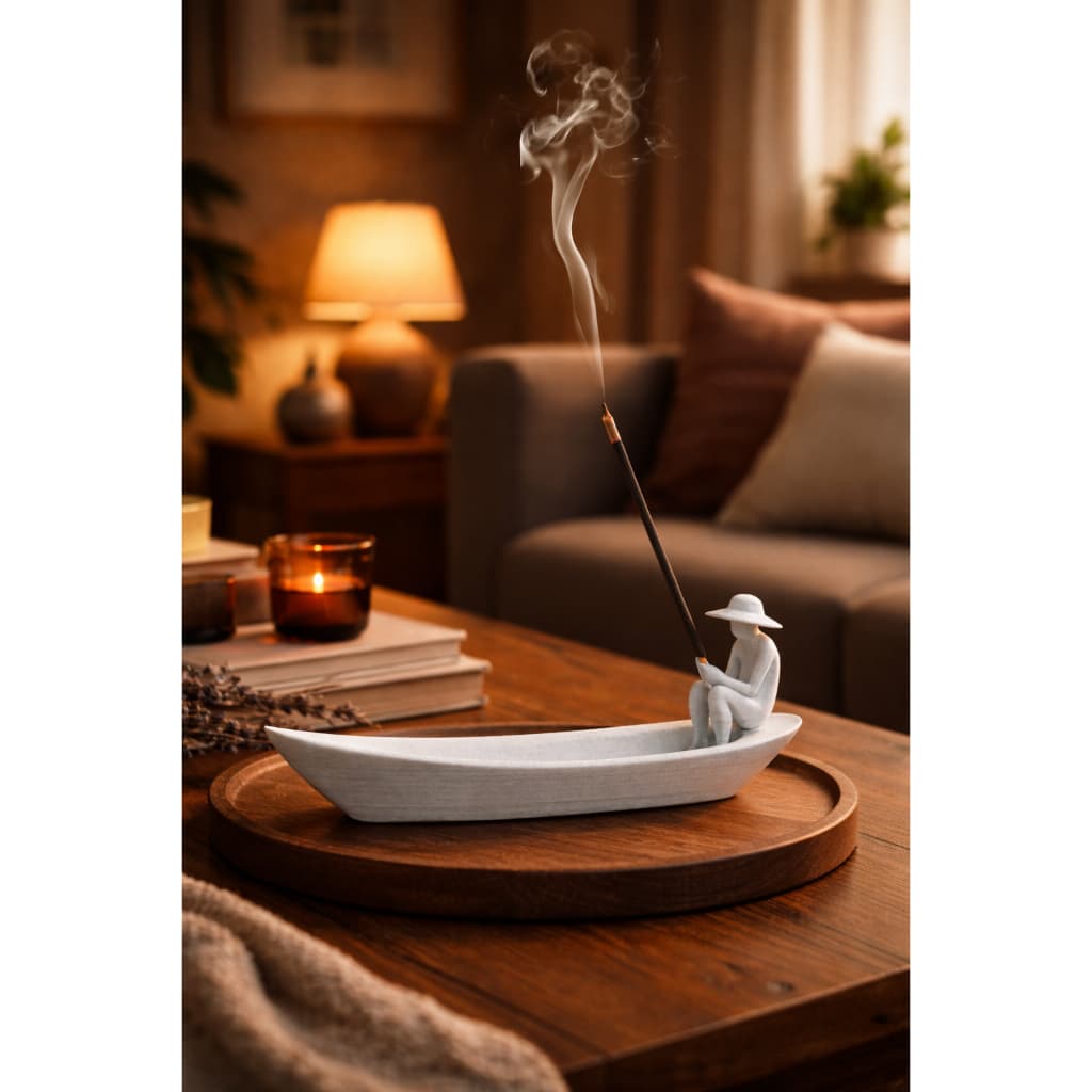 Porta-Incenso “Still Waters” – Escultura Decorativa Relaxante em Forma de Barco