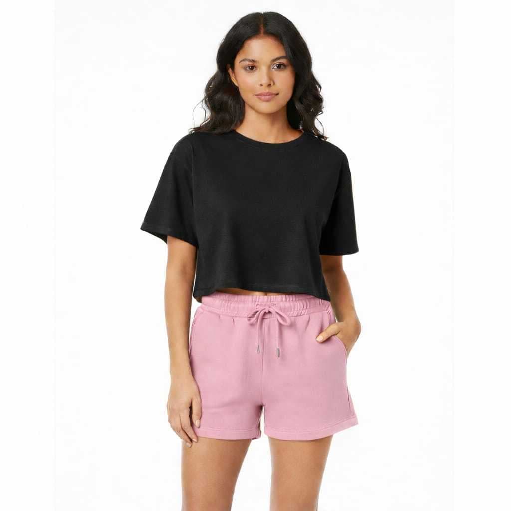 Conjunto LIso Cropped Oversized e short Feminino Blusa Algodão  Cores Variedades
