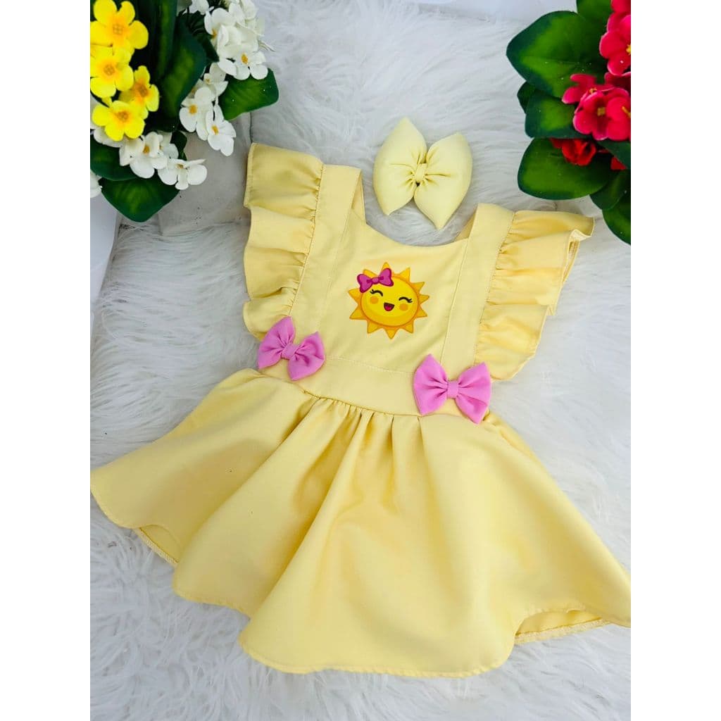 romper solzinho salopete sola amarelo menina