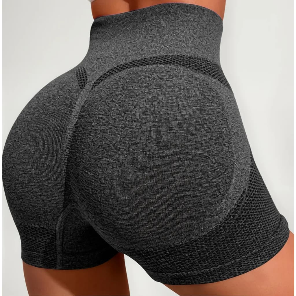 Shorts Feminino Fitness Cintura Alta Levanta Bumbum Seamless Academia Gluteo Realce Natural