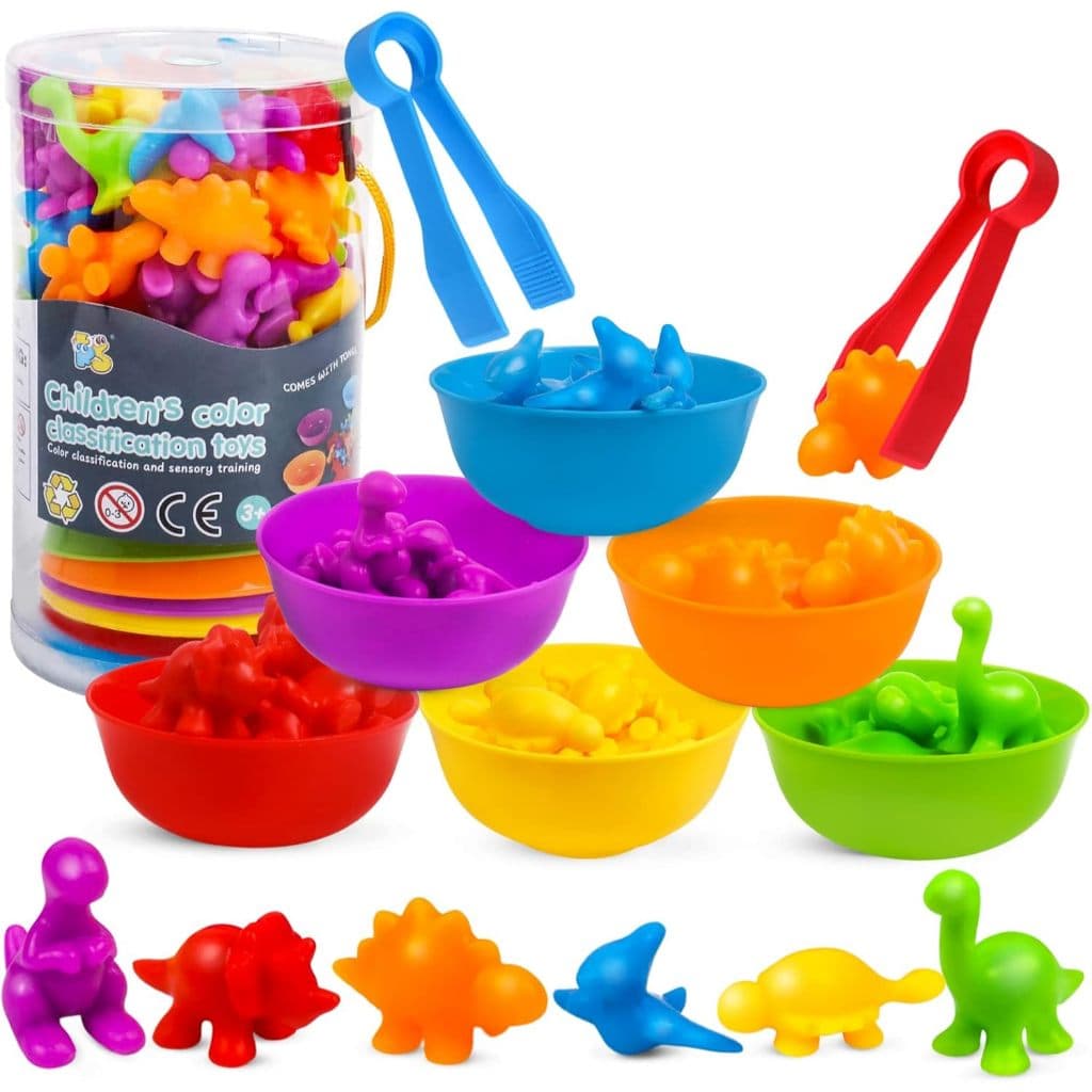 Brinquedo Montessori Dinossauros Educativo Infantil – Jogo de Contagem, Classificação e Aprendizagem