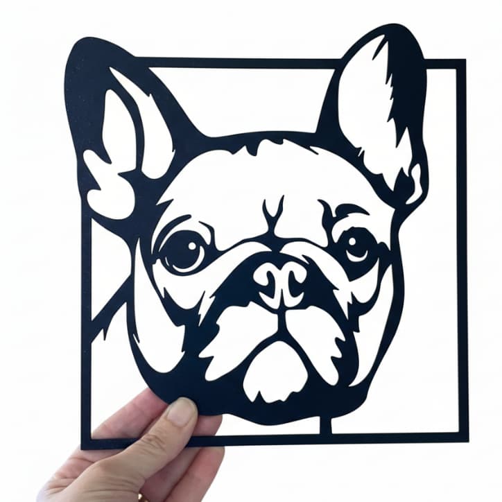 Placa Decorativa Bulldog Francês Vazada 17x18cm - Design Moderno
