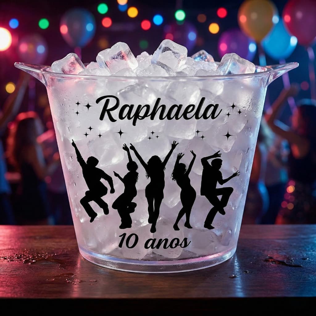 Kit 5 Baldes de Gelo Fosco Eco 5L Personalizado para Festa Evento Balada Aniversário Bar Não Quebra