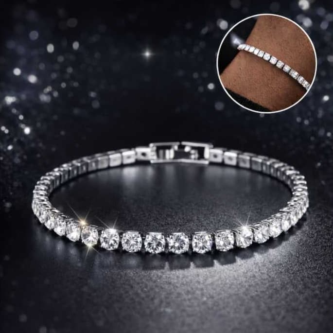 Pulseira Riviera Ice Com Pedras Cravejadas - Modelo Premium - Aço Inoxidável