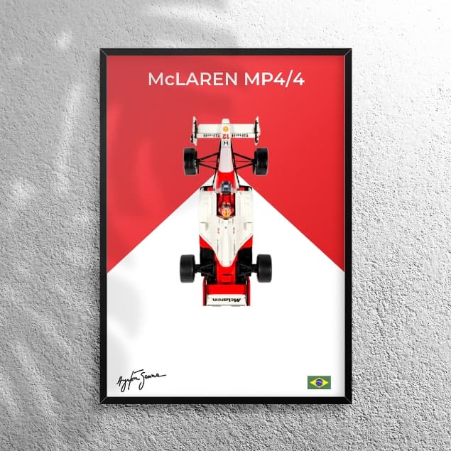 Pôster McLaren MP4/4 Ayrton Senna LEGO 50x70cm Fosco | Expositor com ou Sem Suporte