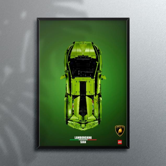 Pôster Expositor Lamborghini Sián FKP 37 LEGO 50x70cm Fosco | Com ou Sem Suporte