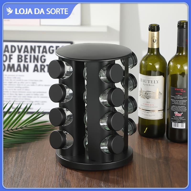 Porta-temperos giratório em aço inoxidável, utensílio de cozinha, acessórios para temperos, porta-temperos de potes
