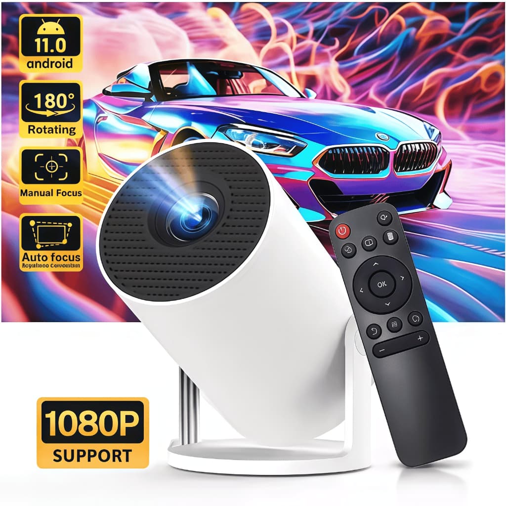 Projetor HY300 Original Portátil Smart Android 11 4K Ultra HD HDMI Wifi Bluetooth Alto Falante Embutido