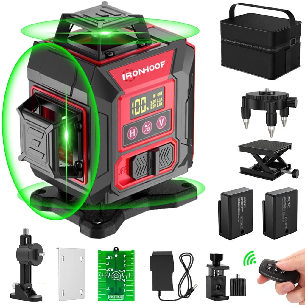Nível a  Laser 16 Linhas Profissional Verde 2 Baterias 30m Automático