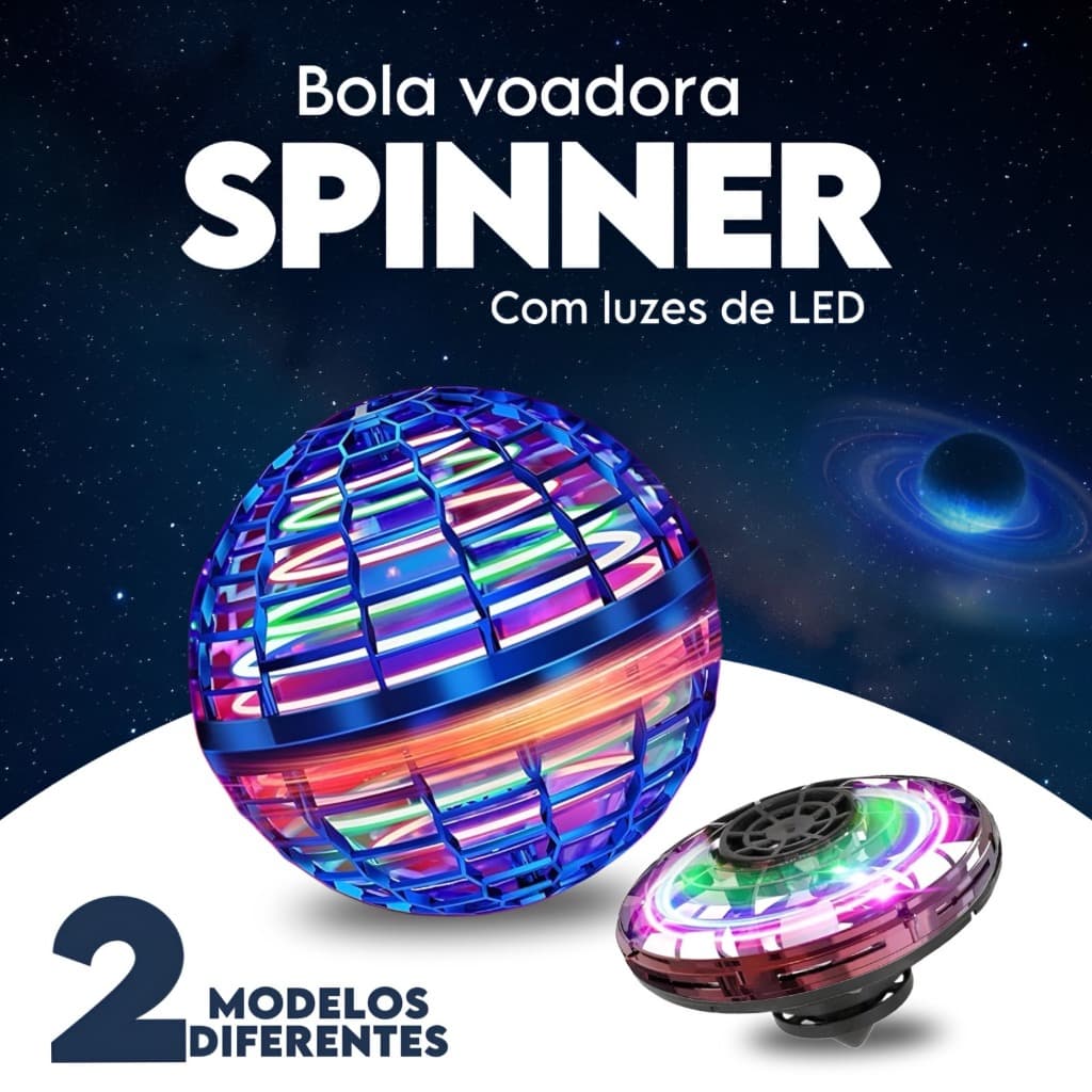 Spinner Bola Boomerang Mini Drone Com Luz Voador Interativo Infantil (Cores Sortidas)