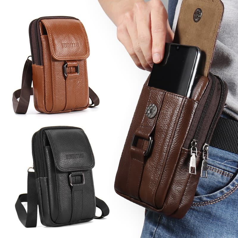 Cinturão Porta-Celular Masculino Bolsa Multi-Funcional De Couro PU Magnético Anti-Rasgo Obra Esporte Celular Crossbody