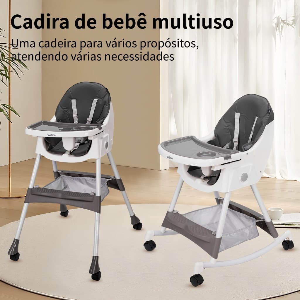 Cadeira de Alimentação Infantil Dobrável 3 em 1 – Cadeira Alta para Bebê, Multifuncional, Portátil e Segura