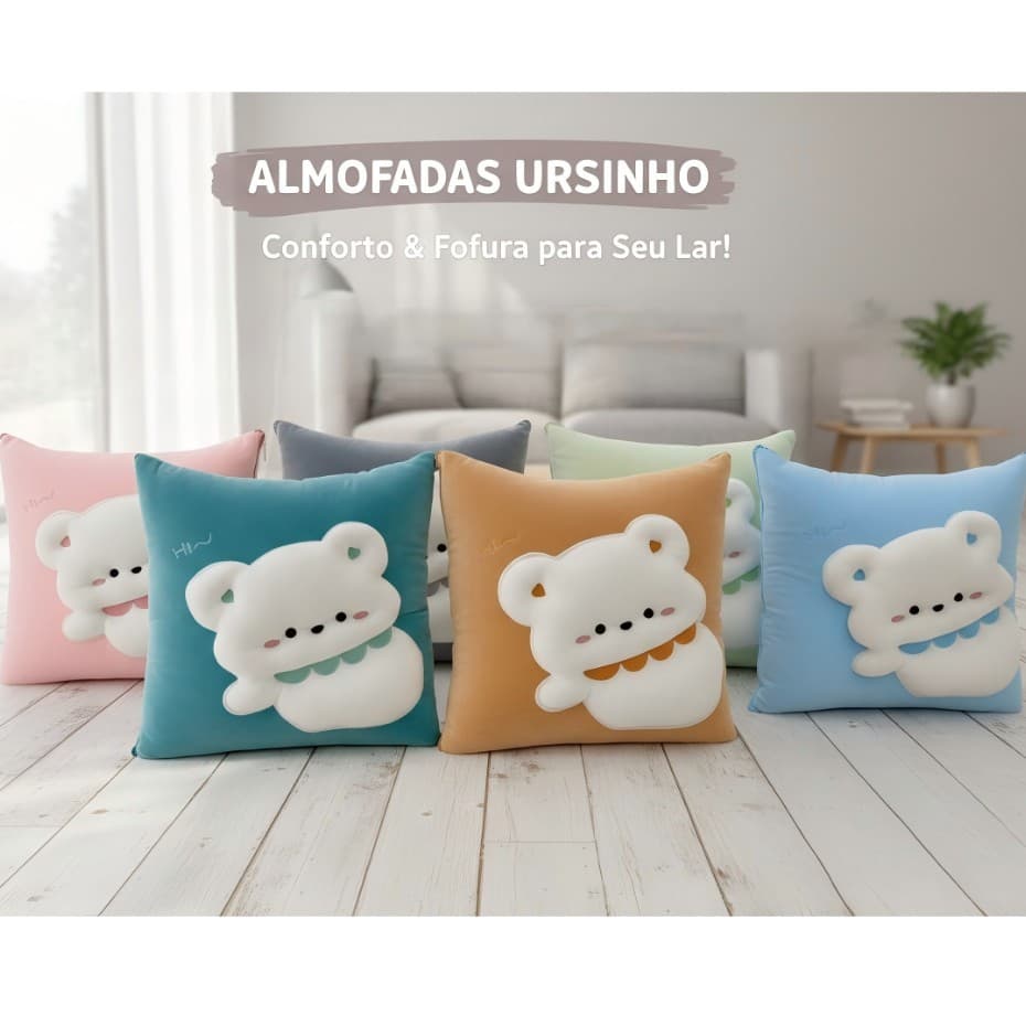 Almofada de urso de desenho animado, almofada 2 em 1 para interior de carro, manta multifuncional.
