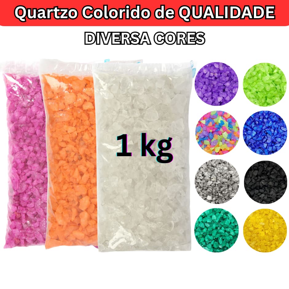Cascalho Quartzo Colorido 1 KG Para Decoração Aquários  Pedras para Velas