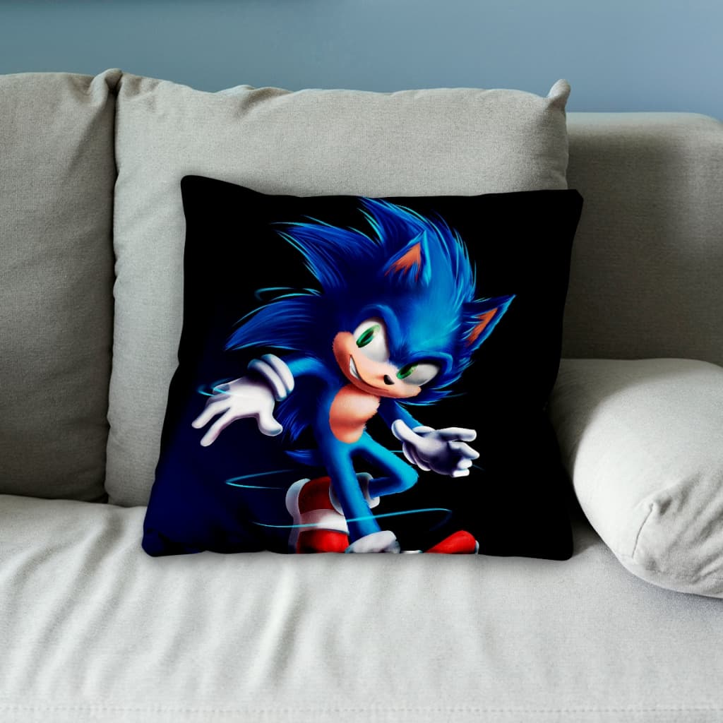 Almofada 40x40 Tema Sonic Decoração Infantil Quarto Azul - Sublimação Oxford