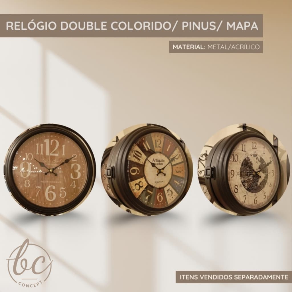 Relógio Trem Dupla Face Retrô Vintage Parede Decoração Sala Quarto Corredor Escritório Luxo