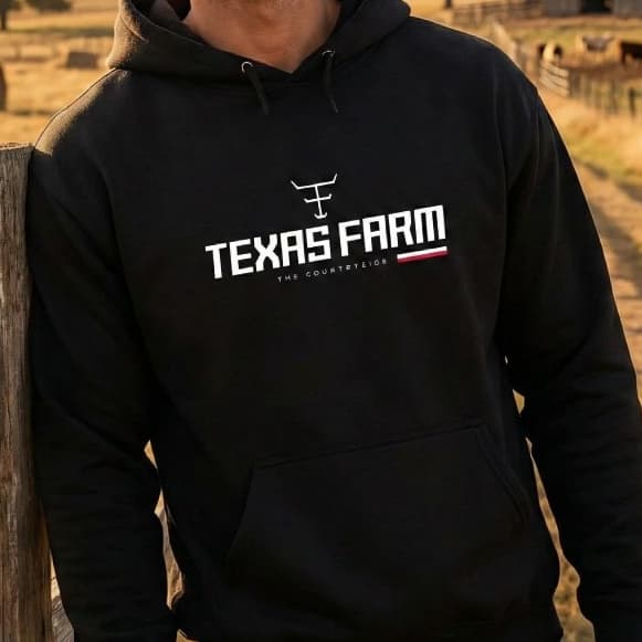 Moletom Texas Farm Country Blusa de Frio Canguru Com Capuz