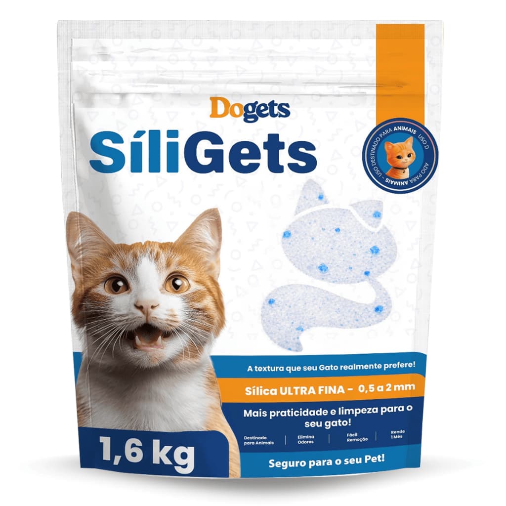 Areia para Gato Sílica 1,6kg Cristais Finos Higienica Premium Sanitária