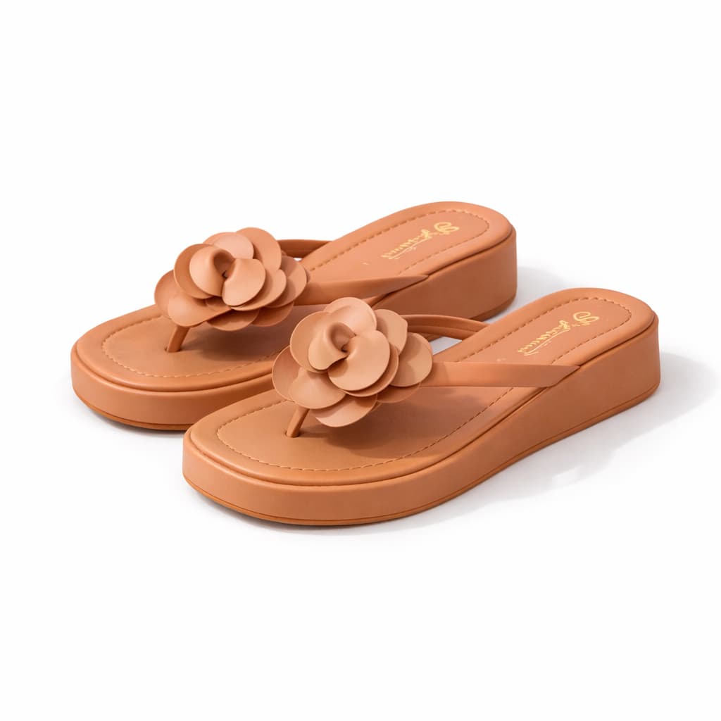 Sandália Feminina Rasteira Confortável Com Flor Confortavel Elegante