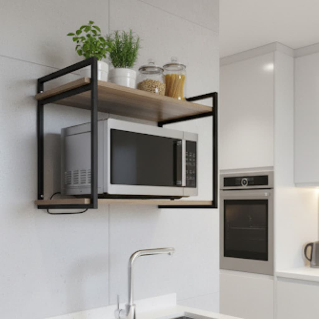 Prateleira Industrial Dupla de Parede 60cm – Suporta 40kg para Micro-ondas e Organização