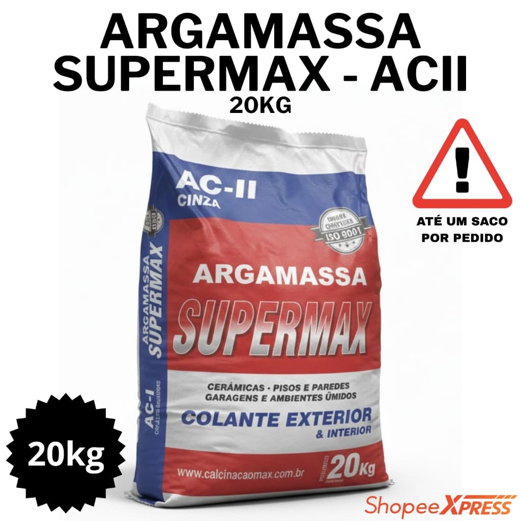 Argamassa AC-II Uso Interno/Externo 20kg SuperMax (APENAS 1UN POR PEDIDO)