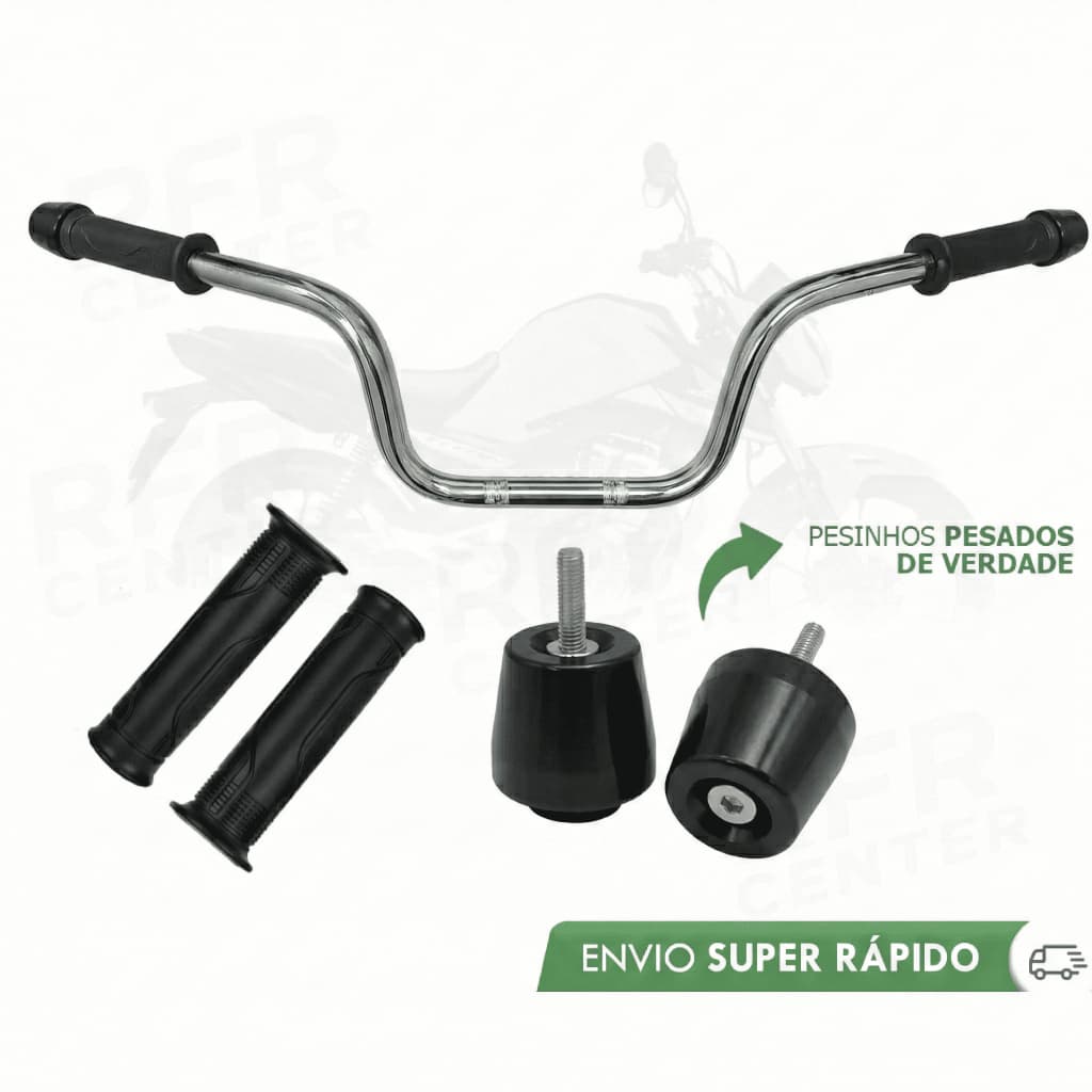 Kit Guidão Cargo Honda CG Fan Titan 160 + Pesinhos PCX 150 Preto + Manoplas