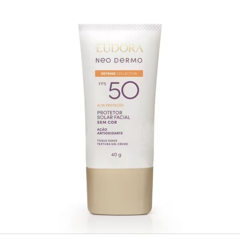 Protetor Solar Facial Eudora Neo Dermo Sem Cor FPS 50 40g