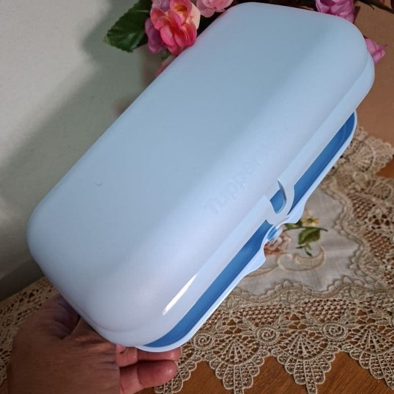 TUPPERWARE PORTA SANDUÍCHE GRANDE SNACK AZUL CLARO ORIGINAL