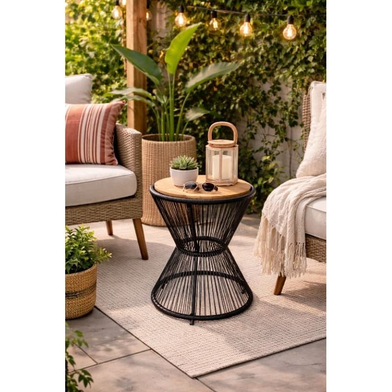 Mesa ampulheta decorativa área externa tampo MDF.