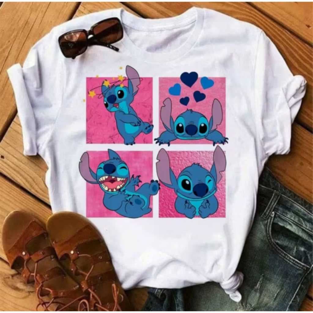 Camiseta Unissex 100% Algodão, Stitch, Margarida, Minnie, Simba, Donald, Mickey