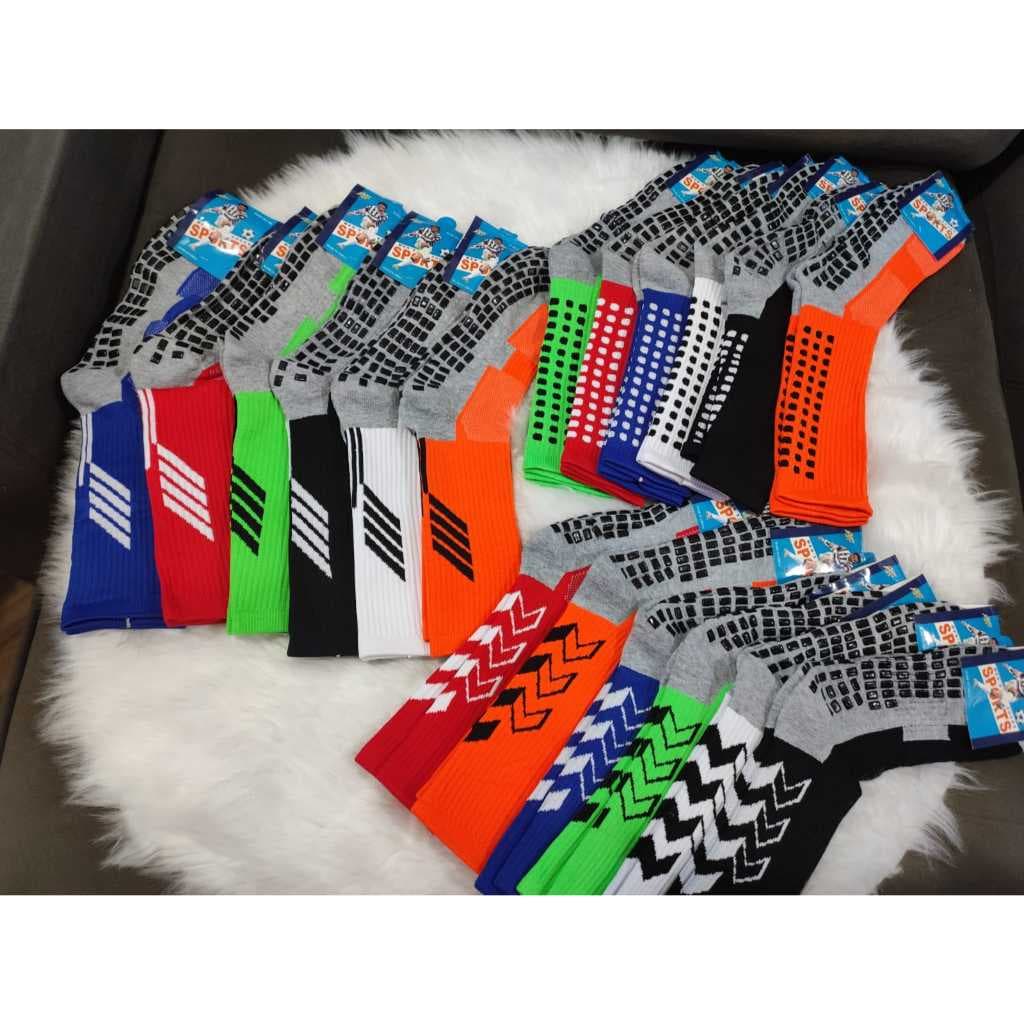 Kit Meias Esportivas Antiderrapantes Masculinas | Cano Médio | Futebol | Várias Estampas-cod:H03