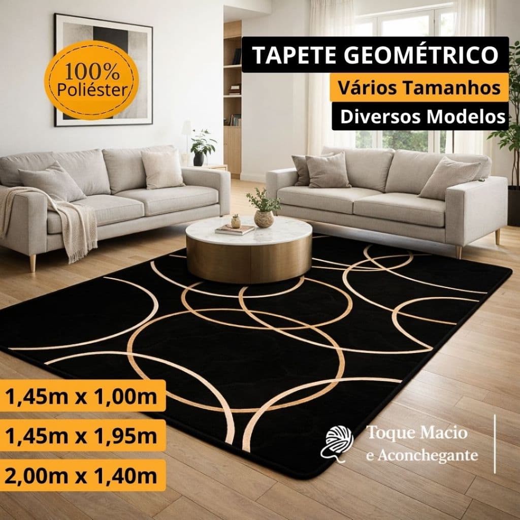 Tapete Antiderrapante Geométrico para Sala e Quarto - Decoração Elegante