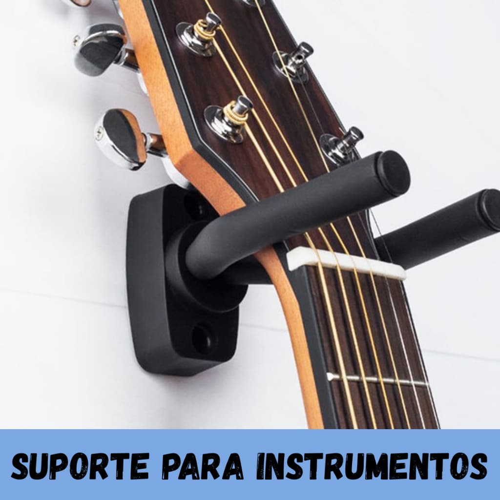 Suporte Universal Resistente Instrumentos Gancho Parede para Violão Guitarra com Proteção Antirrisco