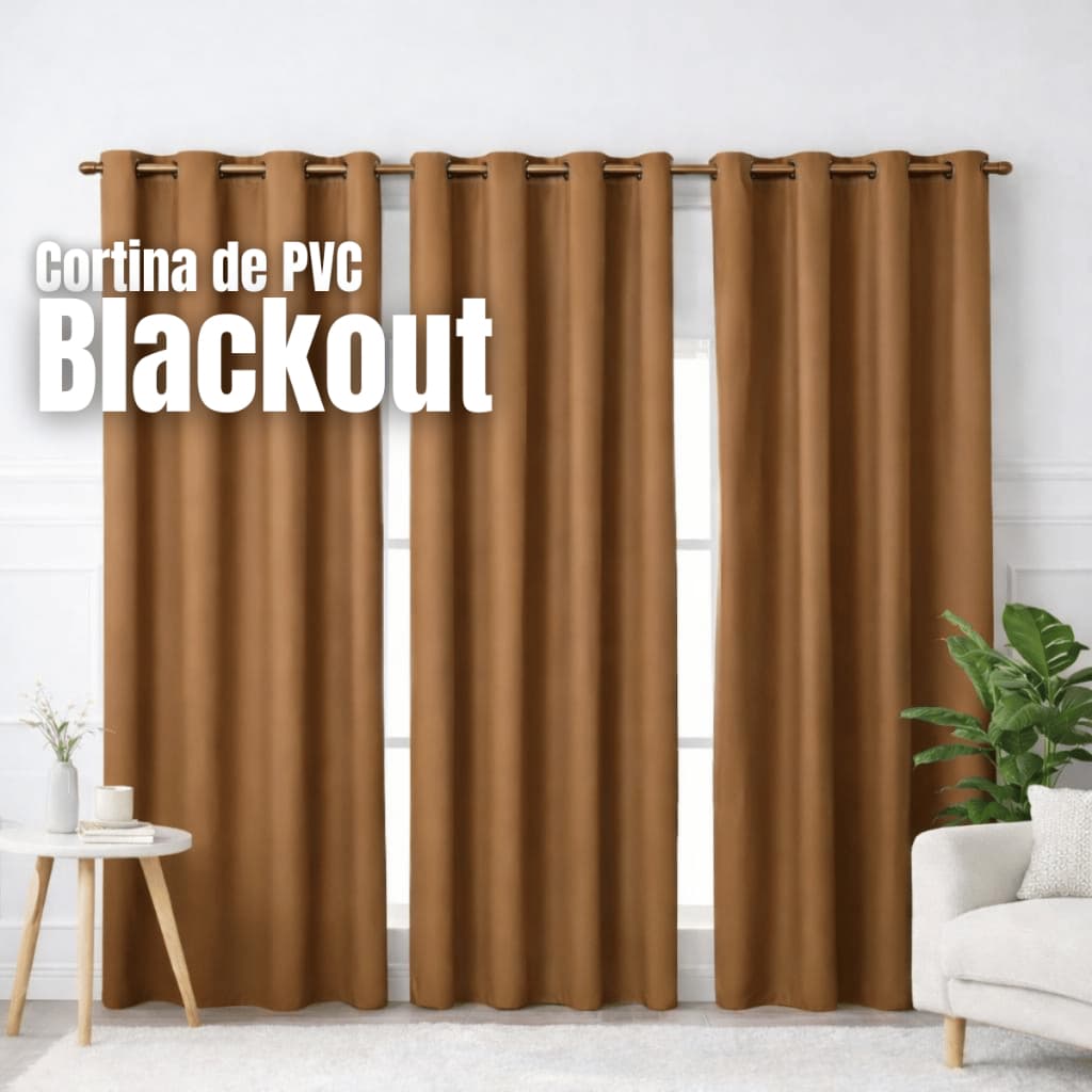 Cortina Sala Blackout 4 Metros Corta Luz 100% PVC Para Varão Simples Várias Cores